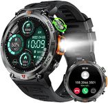 Military Smart Watch for Men (Call Receive/Dial) with LED Flashlight, 1.45" HD Outdoor Tactical Rugged Smartwatch, Sports Fitness Tracker Watch with Heart Rate Sleep Monitor for iPhone Android Phone