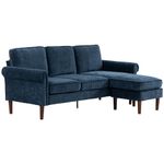 HOMCOM Convertible Sectional Sofa with Reversible Chaise Lounge, Modern Sectional Couch with Wooden Legs, L Shape Corner Sofa for Living Room, Dark Blue