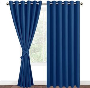 DWCN Blackout Curtains for Bedroom with Tiebacks - Room Darkening Privacy Grommet Top Window Curtains for Living Room, 70 x 84 inch Length,Royal Blue,Set of 2 Panels