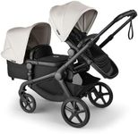 Bugaboo Kangaroo All-Terrain Single-to-Double Tandem Stroller for Infant and Toddler and Kangaroo Sibling Seat for Second Child, One-Hand Operation, Large Bassinet, XL Underseat Storage (Misty White)