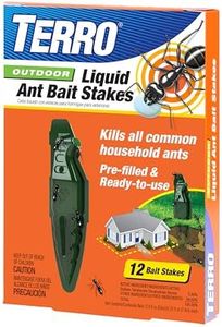 TERRO T1813B Outdoor Ready-to-Use Liquid Ant Bait Stake Killer Trap - Kills Common Household Ants 12 Stakes