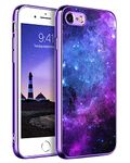 GUAGUA for iPhone 8 Case iPhone 7 Case iPhone SE Case 2022/2020 Glow in The Dark Noctilucent Luminous Cover Space Nebula Slim Thin Shockproof Protective Phone Cases for iPhone 8/7/SE Purple/Blue