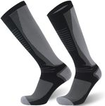 RANDY SUN Waterproof Socks for Men Women, Merino Wool Hiking Fly Fishing Skiing Wader Breathable Running Knee High Socks 1 Pair (Black&Grey,Medium)
