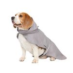 PAWPOURRI Grey Reflective Dog Raincoat with Hoodie | Water Resistant | Polyester (Grey, XL)