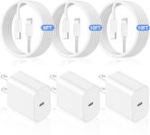 3Pack 10ft iPhone Charger Fast Charging,MFi Certified Wall Charger Block Plug and Long USB C to Lightning Cable Cord, Type C Charging Cube Adapter Brick for Apple iPhone 14 Pro Max/13 Pro/12 Mini/11