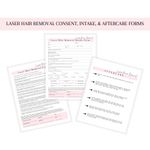 Laser Hair Removal Intake, Consent, and Aftercare Form with Fitzpatrick Chart | 75 Pack | 8.5 x 11" A1 Forms | Clients Signature | Client Forms Bundle | White and Pink Design