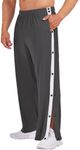 Deyeek Mens Tear Away Pants High Split Snap Button Casual Post-Surgery Sweatpants with Pockets Dark Grey