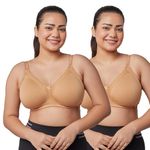 MAASHIE M5504 Women's Full Coverage Non Wired Seamless Padded Minimizer Bra, Camel,Camel_30B | Pack of 2