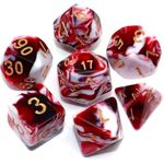 DND Dice Set - 5 Complete Double-Colors Dice Sets of D4 D6 D8 D10 D% D12 D20 Compatible with Dungeons and Dragons DND RPG MTG Table Games (Red)