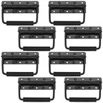 SEHOI 8 Pack 124mm Spring Loaded Case Handle, Folding Pull Handle, Surface Mount Chest Handles with Rubber Grip, Heavy Duty Chest Handle for Flight Case, Speaker, Cabinet, Black