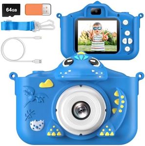 Kids Camera for Girls Boys Toddlers Childrens Age 3-8 Digital Selfie with 64GB Card for Son Daughter Grandson Granddaughter Christmas Birthday Gifts