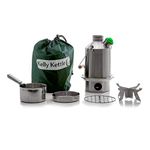 Kelly Kettle 'Scout BASIC KIT - Stainless Steel 1.2L kettle, Whistle, Cook Set, Base Support | Boil Water Cook Fast Outdoors | NO Batteries, NO Gas | Camping, Picnics | Weight 1.49kg/3.3lb