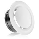 Hon&Guan ABS Adjustable Air Vent Round Soffit Exhaust Vent White Inline Duct Fan Outlet Vent 4 Inch