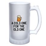 Happu - Printed Beer Mug with Handle Funny Quotes, Frosted Beer Glass, Double Walled Frosty Mug, Gift for Friends, Men, Dad, Brother, Husband, Son - White 16oz [470 ml] HP-0372-BM-F