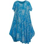 George Hilton Women Summer Dress Cotton Midi Dress for Ladies Tunic Top Ladies Swing Dress UK Size (12-18) Turquoise