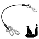 Mi Metty Dog Car Harnesses.Dog Car Seatbelt Made of Coated Wire Rope Safety Restraint No-Chew Tether Cable. Vehicle Harnesses with Double Clips and Latch Attachment (Black, 24 inch/60 CM)