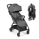Ickle Bubba Aries Autofold Stroller - Feather-Light Design, Multi-Position Recline, and Handy Auto-Fold Mechanism, Large Seat from Birth to 22kg, UPF 50+ Hood, and Spacious Basket (Graphite Grey)