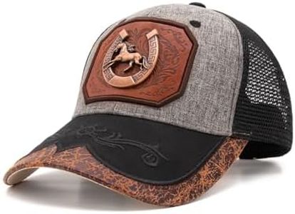 TOPACC Western Trucker Hat for Men Women Horseshoe Vintage Cowboy Country Hats Cute Baseball Cap for Western Outfit