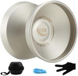 YOYOSTUDIO Unresponsive Yoyo Professional Stainless Steel 304 Yoyos, Tricks metal Yo yos for Adults Advanced Players, Yoyo for Kids 8-12 beginner, Pro Yoyo with 10 strings, Gloves & Case (Silver Gray)