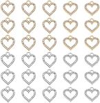 SUPERFINDINGS 60Pcs 2 Colors Rhinestone Heart Pendant 17x15mm Love Shape Alloy Rhinestone Charms Valentine Heart Charms for DIY Necklace Jewelry Making, Hole: 2.5mm