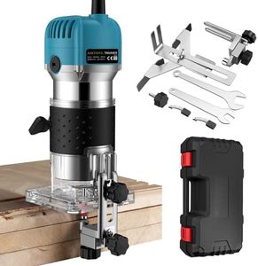AMTOVL Wood Trimmer, 1/4" 6.35mm Electric Wood Hand Trimmer Laminator 800W 30000R/min Electric Hand Wood Trimmer Laminator Router Joiners Tool for DIY Woodworking