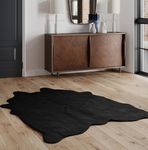 NativeSkins Faux Cowhide Rug (140 cm x 200 cm) – Black Midnight (Large) - Cow Print Area Rug with Faux Suede No-Slip Backing, Cow Print Rug, Animal Hide Rugs, Cowhide Rugs for Living Room