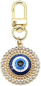 Jasimkiss Evil Eye Keychains Car Key Ring Bag Purse Keychains Good Luck Amulet protection Charm Keychains for Women Men, D, Medium