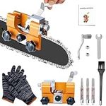 Chainsaw Sharpener, with 3PCS Carbide Cutter Portable Chain Saw Sharpener, Hand Crank Chainsaw Chain Sharpening Jig Kits with Cleaning Brush