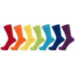 ZAKIRA Finest Combed Cotton Dress Socks in Plain Colours for Men, Women, 6-9 (US), Rainbow 7-PACK