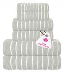 Casa Copenhagen Ecstatic Collection 2.O, 100% Super Soft Cotton 6 Piece Towel Set, Includes 2 Bath Towels 2 Hand Towels 2 Washcloths - Feather Grey