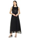 Carlton London Women's Georgette a-line Maxi Dress (CL050_Black_X-Small)