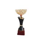 TROPHY JUNCTION Metallic-Fiber Shiney Trophy Cup Black with Crystal Fearturing for Award Funtion (Small)