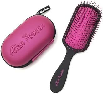 Alan Truman Knot No More Detangling & Hair Care Brush - Pink Hot Glare | Detangling Hair Brush With Flexible Long Life Bristles | Super Soft Bristles | Care Case That Protects The Bristles While Storage