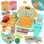 Dreamon Kids Toy Till for Girls Boys 3 Years Old, Cash Register for Kids with Scanner and Music, Pretend Role Play Learning Toys Gift Toddler Toys Play Money Play Food