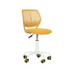 Homy Casa Desk Chair Linen Fabric Seat Ergonomic Swivel Task Chair without Armrest Adjustable Height Office Chair Home Office for Kids Teens, Lime Yellow