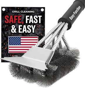 Grill Brush and Scraper - Safe 3 in 1 BBQ Brush & Grill Cleaner for Cleaning Any Barbecue Grill - Makes The Best BBQ Accessories Gift for All Barbeque Lovers