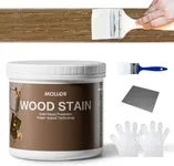 MOLLOR Wood Stain Water Based, Multiple Finishes Wood Oil for Indoor and Outdoor Furniture, Wood Paneling, Cabinets and More, Fast Drying, Low Odor (32oz, Natural with Tools)