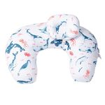 LAT LEE AND TOWN Nursing Pillow With Baby Cushion 100% Cotton Breastfeeding Baby Pillow Breast Feeding Cushion Baby Removable Cover (Blue Whale)