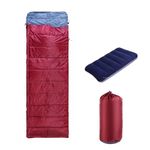 ROCKSPORT Sleeping Bag Camp Lite 8°C - 20°C,Lightweight Camping Sleep Bag for Indoors & Outdoors l Free Air Pillow & Adventure Pass(Maroon - Grey)