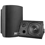 Pyle Pair of Wall Mount Bluetooth Water Resistant 6.5'' Indoor/Outdoor Speaker System, Marine Grade IP44 Rating, Loud Volume and Enhanced Bass. (Pair, Black)