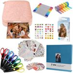 HP Sprocket Portable 2x3 Instant Color Photo Printer (Blush Pink) Fun Scrapbook Bundle