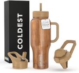 Coldest Tumbler with Handle and Straw Lid | 3 Lids Insulated Reusable Stainless Steel Water Bottle Travel Mug | Gifts for Women Him Her | Limitless Collection (36 oz, Executive Wood)