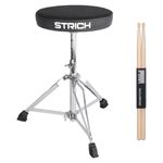 STRICH Drum Throne, Heavy Duty Height Adjustable Padded Seat Drum Stools for Adults Drummers, Included 5A Drumsticks