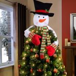 Christmas Tree Topper Snowman Hugger - Xmas/Holiday/Winter Wonderland Party Decoration Ornament Supplies