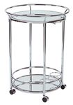 OSP Home Furnishings Royse Round Serving Chart with Chrome Finish and Mirror Shelves