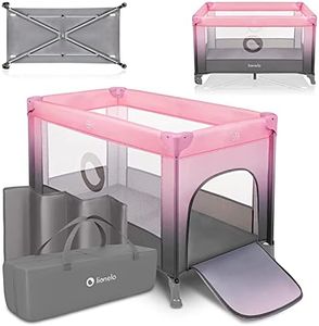 lionelo Stefi lit Bebe Parc Bebe jusqu'à 15 kg, entrée latérale, Dispositif de Protection Contre Le Pliage accidentel LockGuard, système de Pliage Rapide, Sac de Transport (Pink)