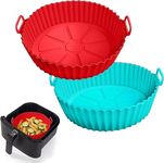 Casa Azul Non-Stick Air Fryer Silicone Tray Set of 2 | 8-Inch BPA-Free Silicone Air Fryer Basket - 450°F Heat Resistant, Microwave & Oven Safe Air Fryer Liner - Multicolor Universal Fit Airfryer Tray