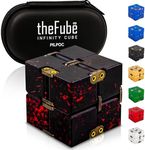PILPOC theFube Infinity Cube Fidget Desk Toy - Aluminum Infinite Magic Cube with Case, Sturdy, Heavy, Relieve Stress and Anxiety, for ADD, ADHD, OCD (Black Red)