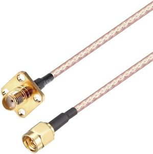 Oiyagai 2pcs SMA Male to SMA Female 4 Hole Panel RP-SMA Extension RG316 Coaxial Cable Jumper (15cm/5.9")