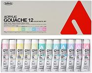 HOLBEIN ACRYLIC GOUACHE Acrylic Gouache (Opaque Acrylic Resin Paint), 0.7 fl oz (20 ml), Pastel Colors, Set of 12 Colors